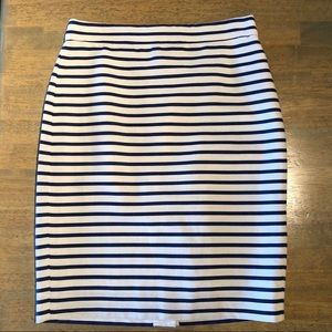 J. Crew Striped Navy/White Pencil Skirt, Size 0